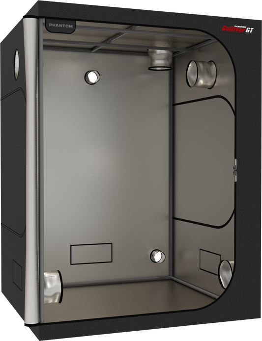 PHANTOM Cultivar GT55 grow tent with open front, reflective interior and ventilation ports.
