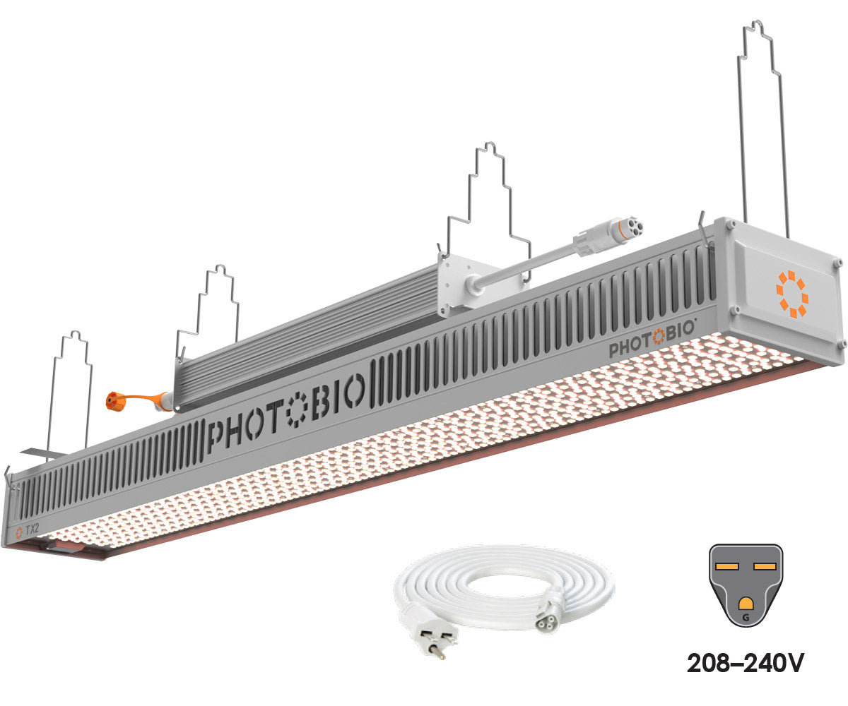 PHOTOBIO TX2 800W LED grow light, linear fixture with 208–240V Cord
