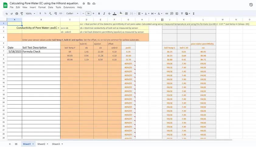 Pore Water Electrical Conductivity Calculator