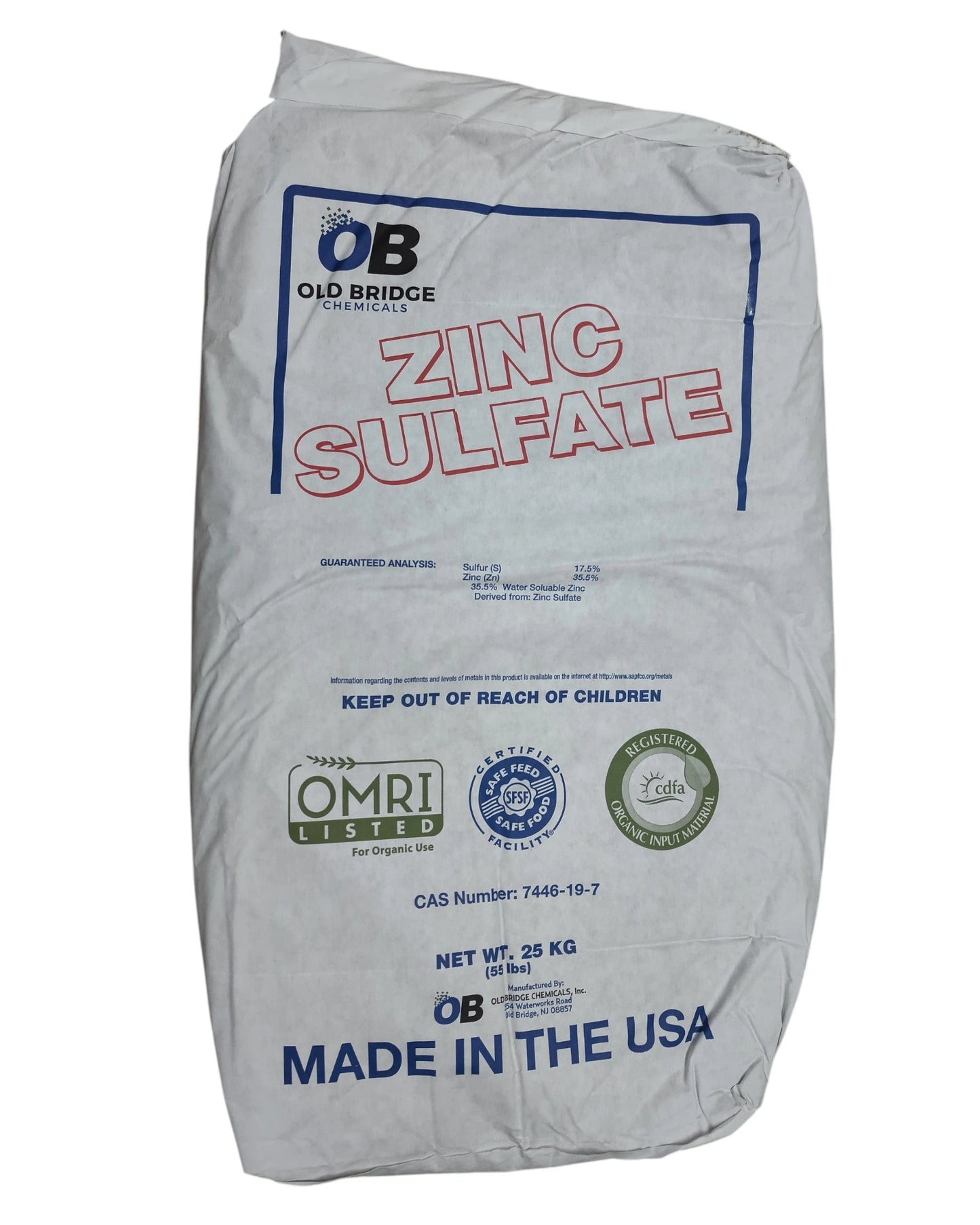 Old Bridge Zinc Sulfate Monohydrate | OMRI 55 lb