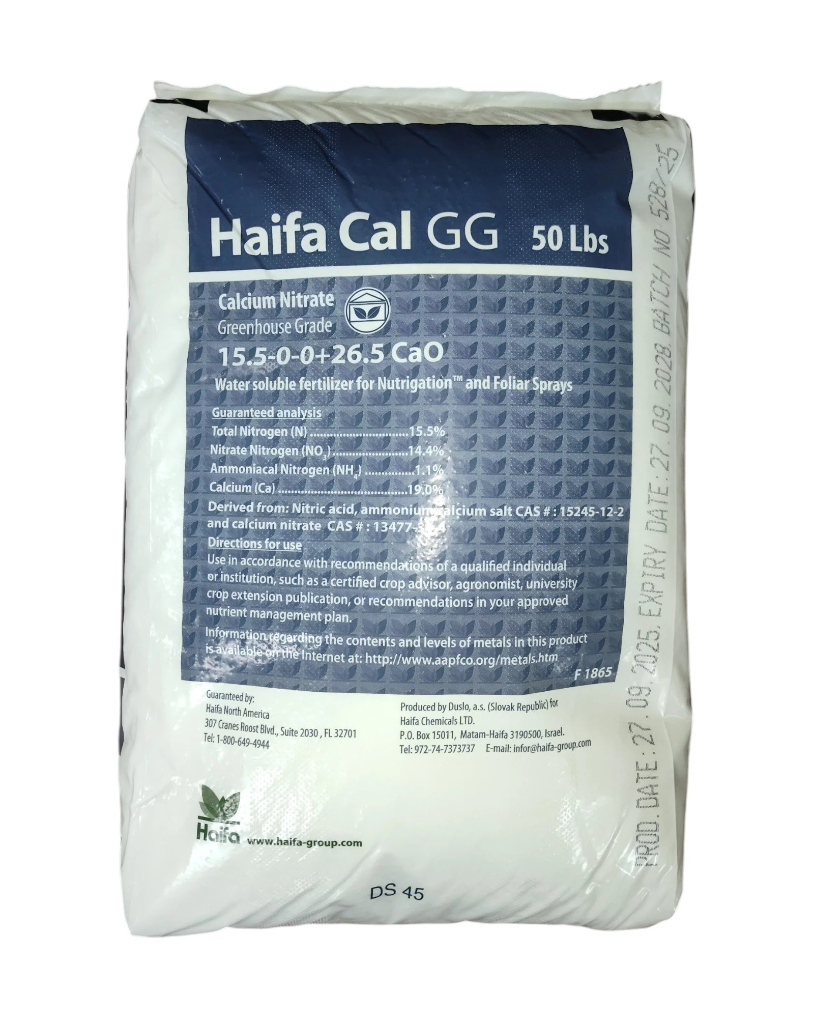 Haifa Cal GG calcium nitrate fertilizer 50 lb. bag
