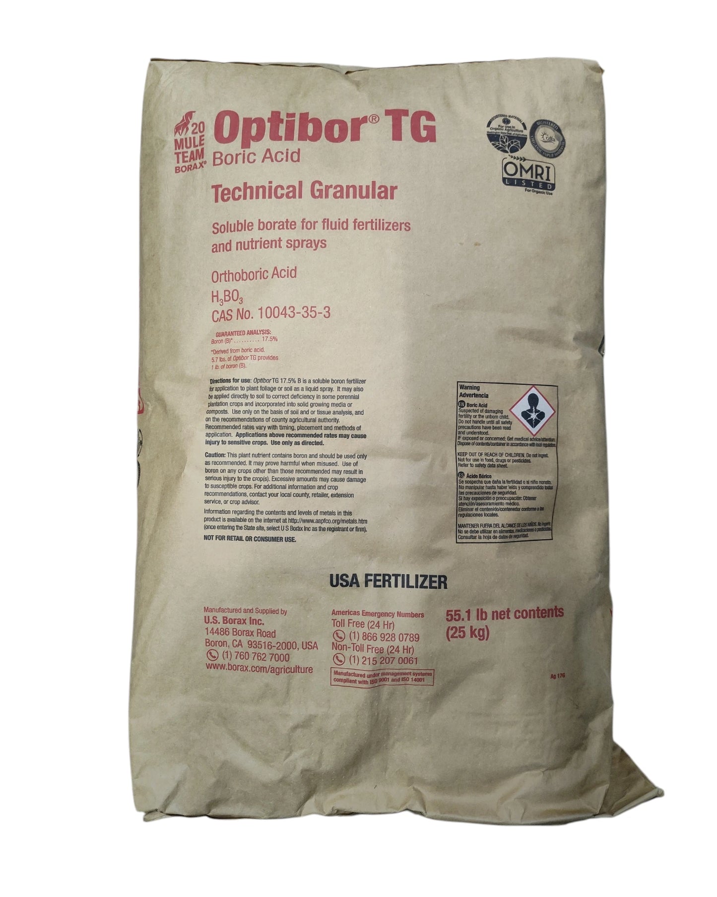 Boric Acid Powder | 99.9% Pure 55 lb Bag