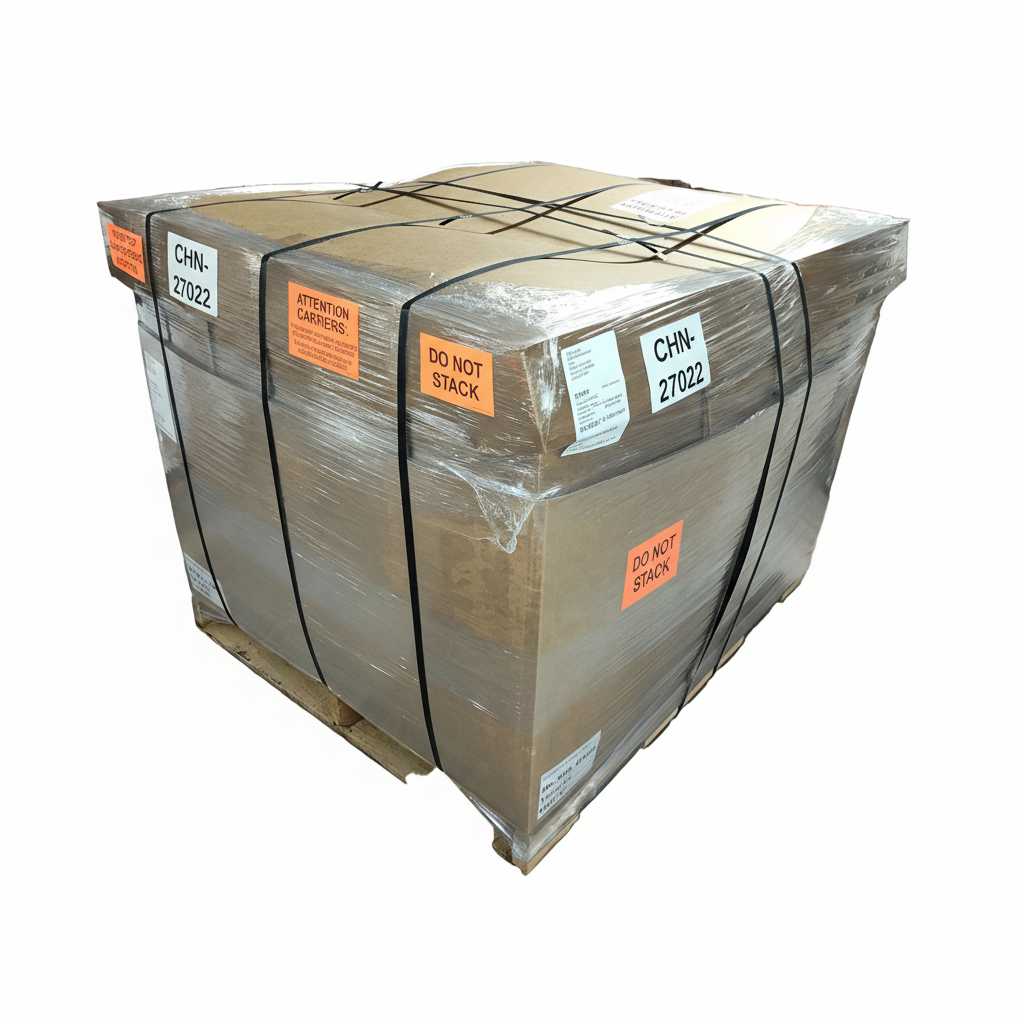 Custom packaged pallet of 49 YaraLiva Calcinit 50 lb. bags ready for shipment