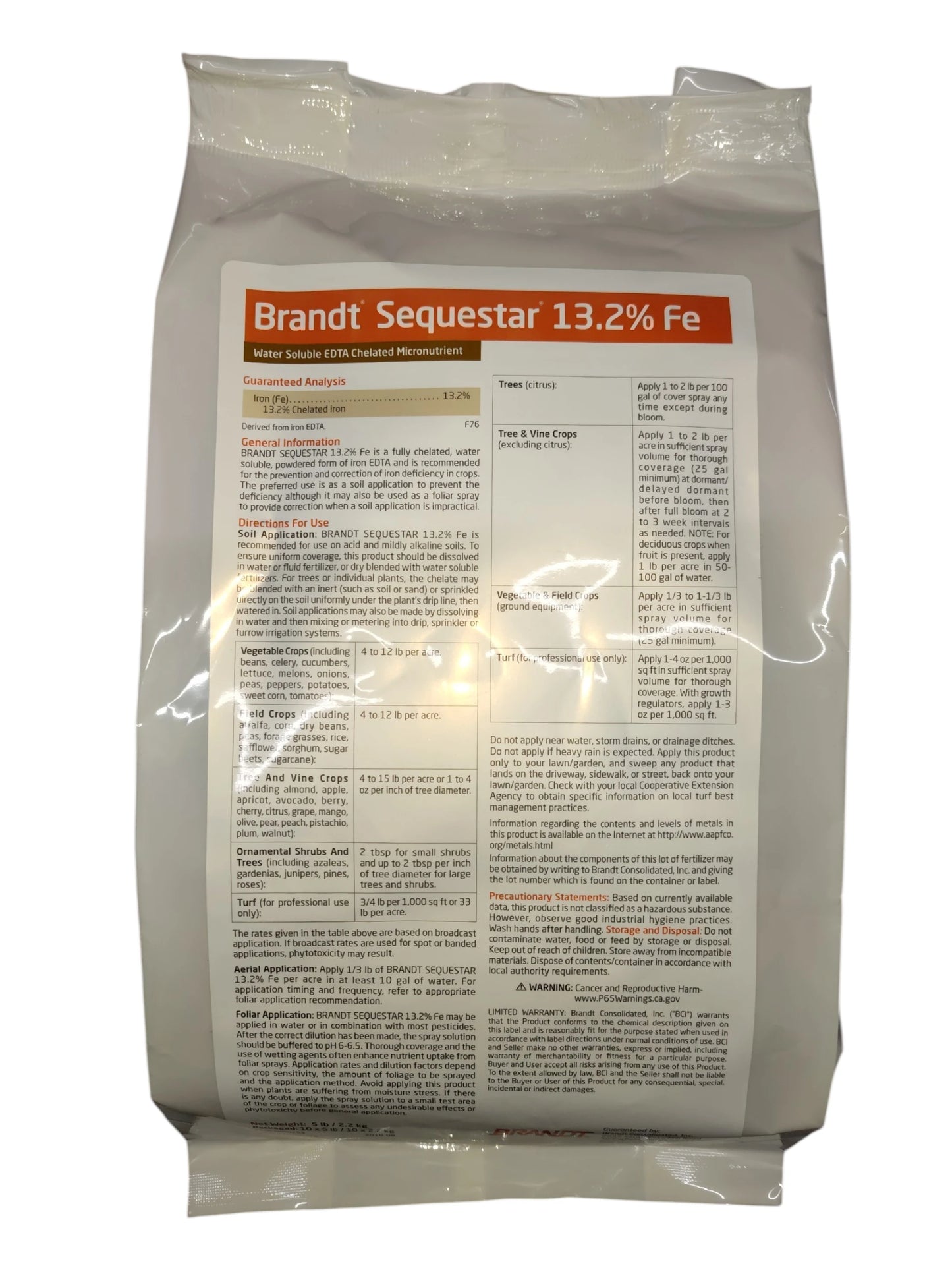 Sequestar 13.2% Fe EDTA Iron Chelate - Premium Water-Soluble Iron Fertilizer